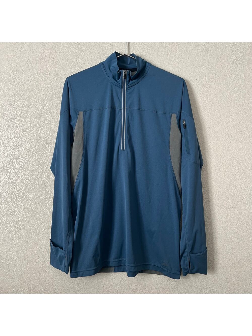 REI Men’s Half Zip Long Sleeve Top Blue Gray Colorblock